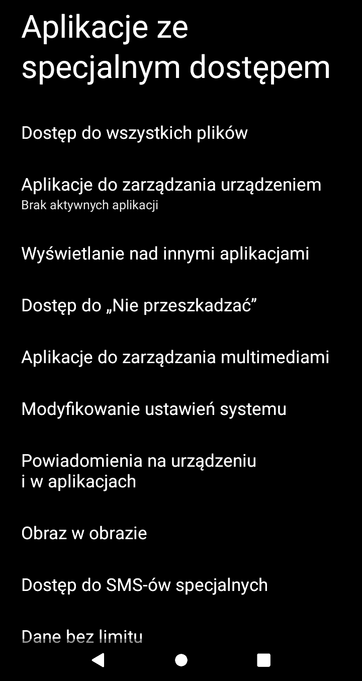 Aplikacje ze specjalnym dostępem (Android)