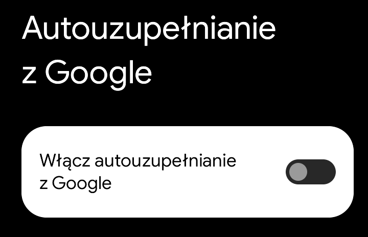 Autouzupełnianie z Google (Android)