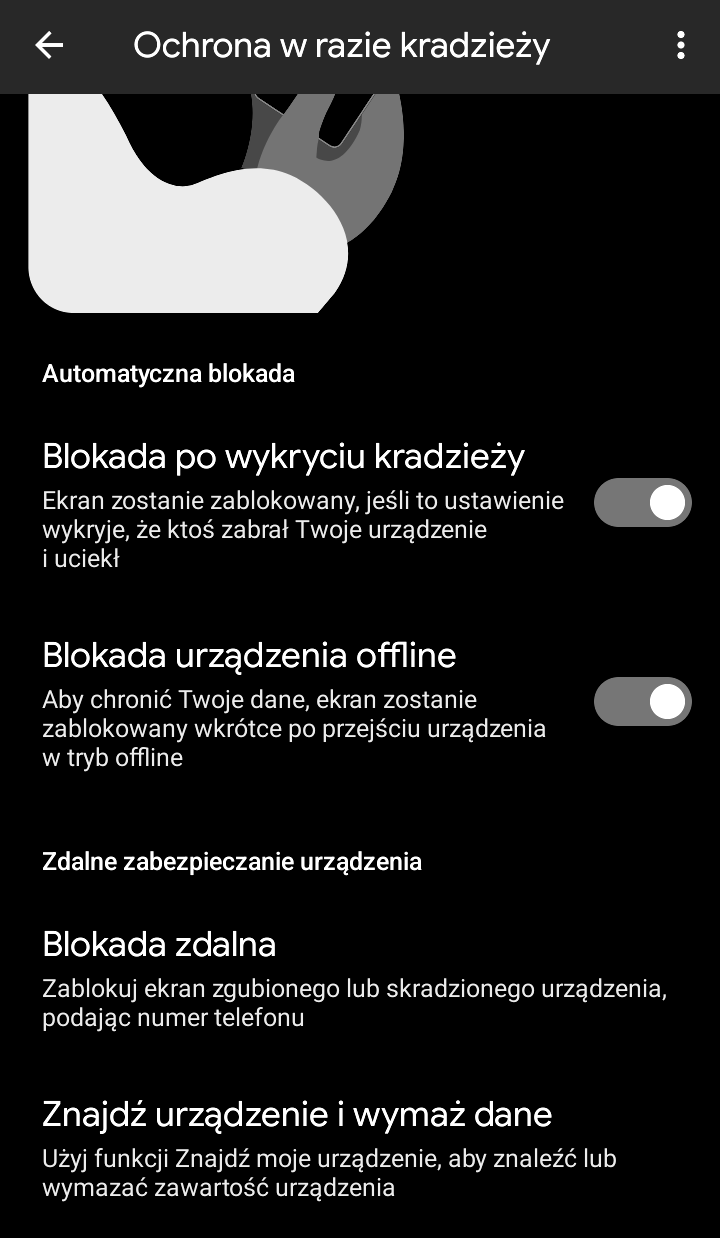 Ochrona w razie kradzieży (Android)