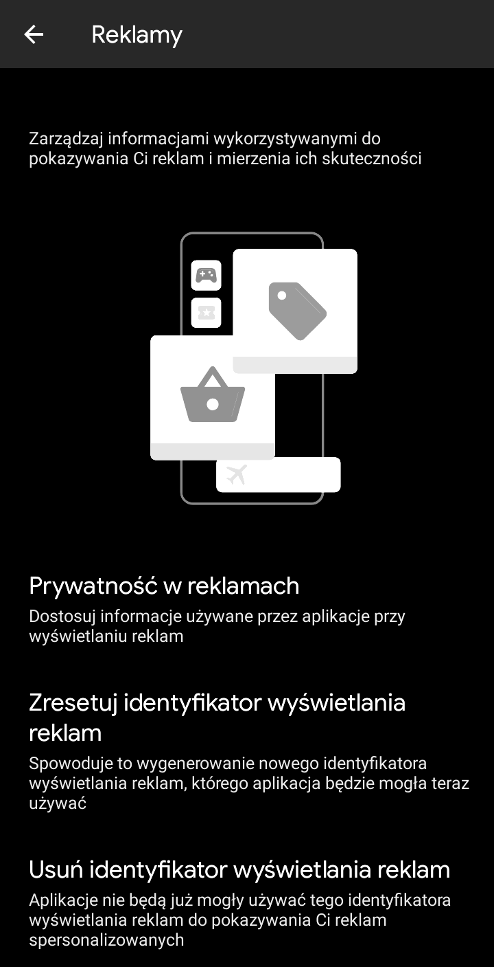 Usuń identyfikator wyświetlania reklam (Android)