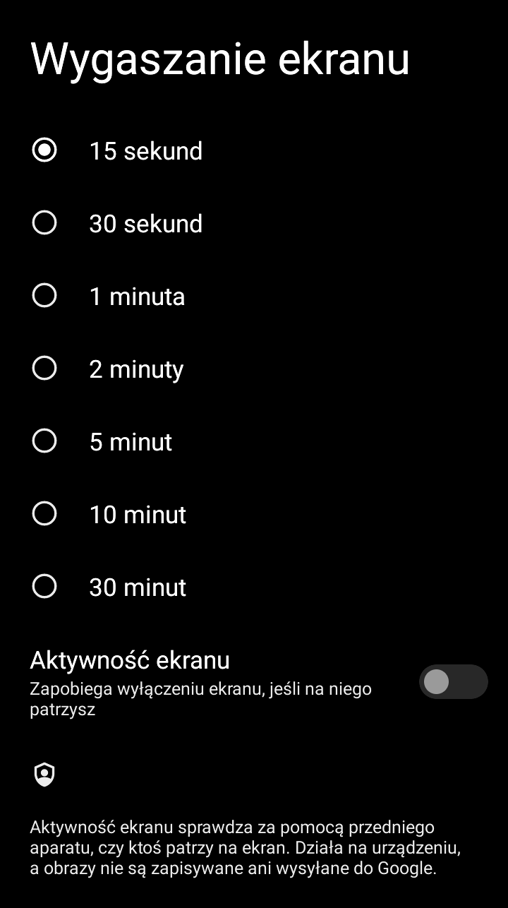 Wygaszanie ekranu (Android)